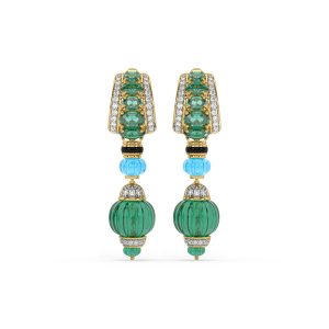 Emerald Turquoise Diamond Hanging Earrings
